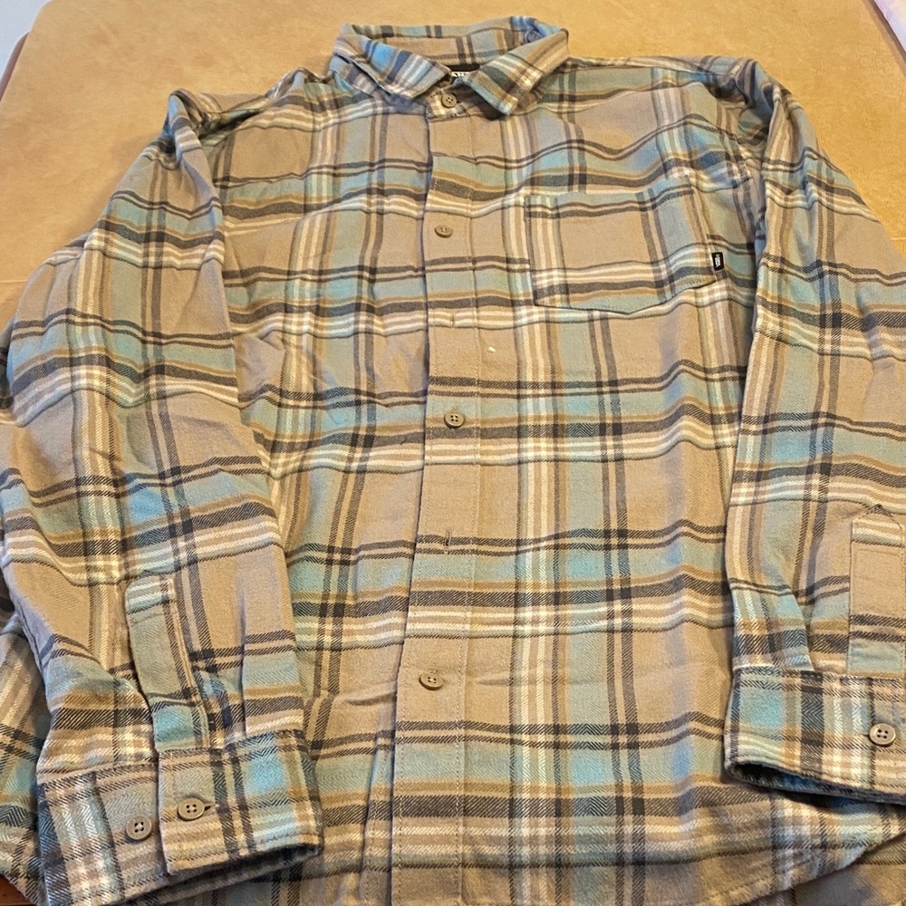 Van Plaid Button-Up Shirt - Blue and Gray